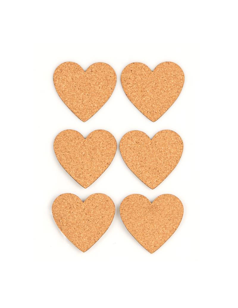 6 Kork-Herzaufkleber 7,5 x 4,5 cm für Hochzeiten 6 Kork-Herzaufkleber 7,5 x 4,5 cm für Hochzeiten von CHAKS