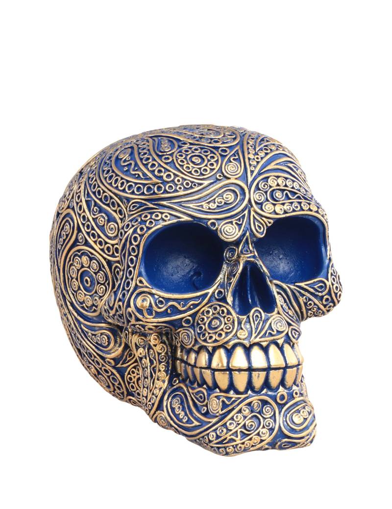 Barock Totenkopf blau aus Harz 11,5cm von CHAKS