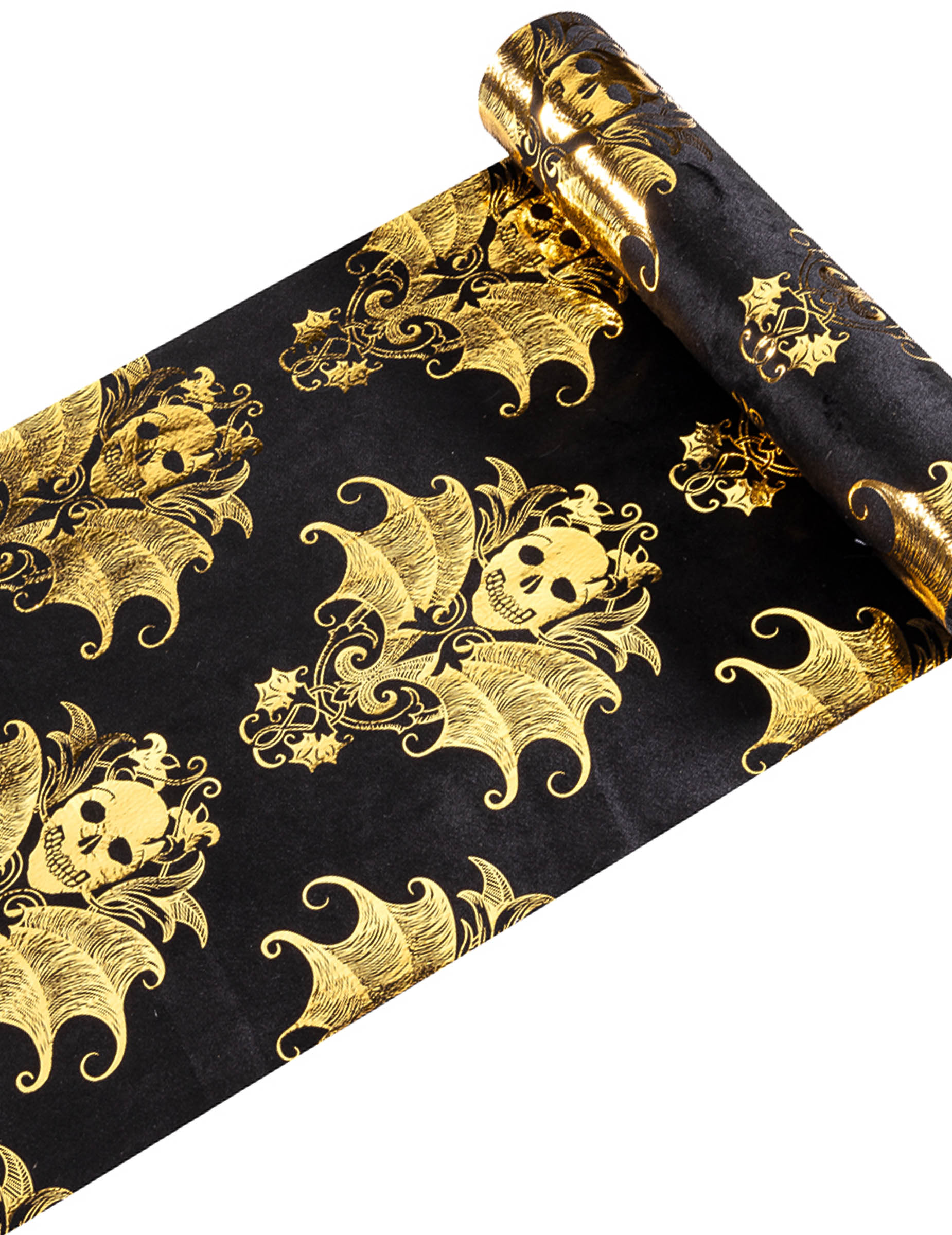 Barocker Tischläufer Skelett Samt Gold-Schwarz Barocker Tischläufer Skelett Samt Gold-Schwarz von CHAKS