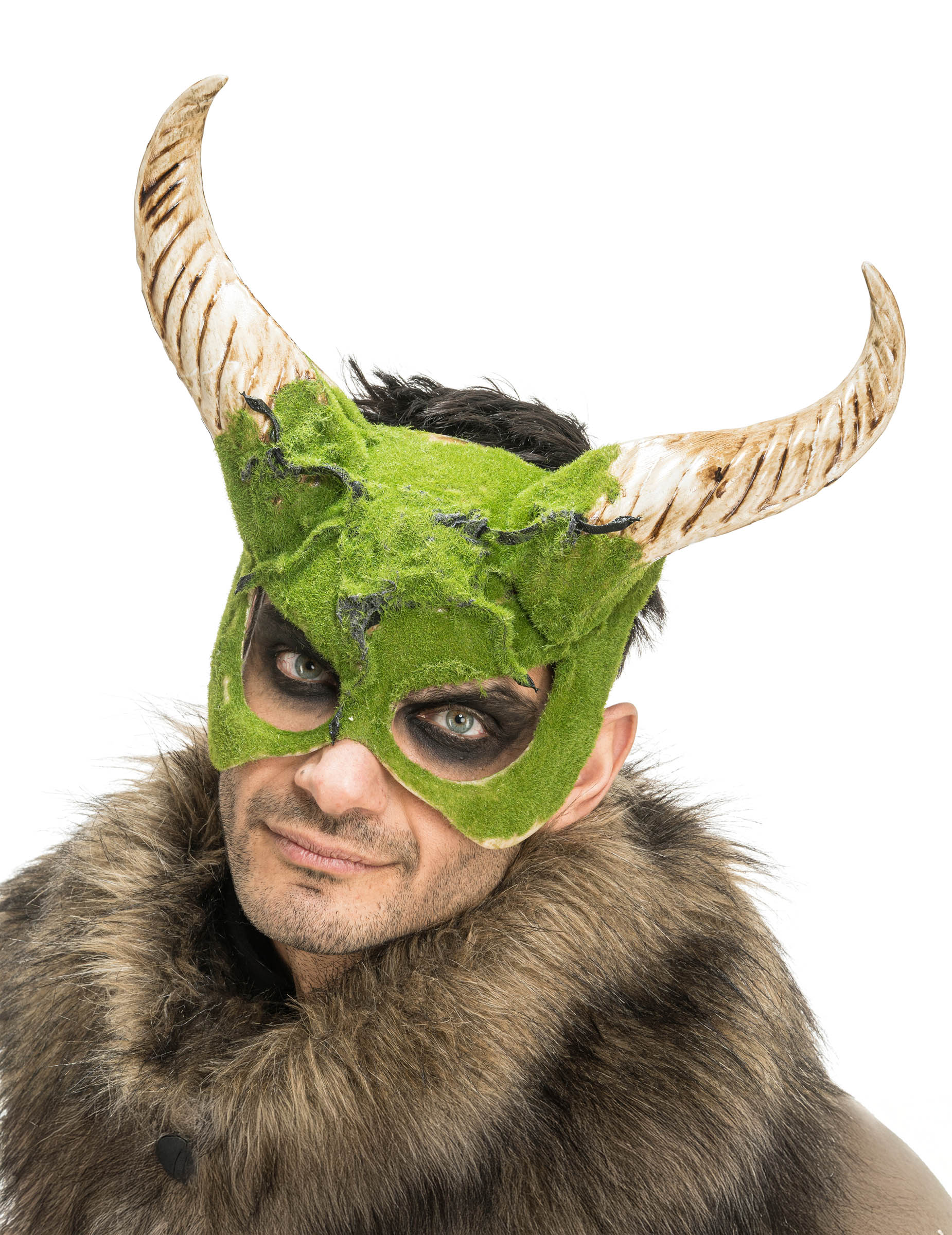 Bestien Halbmaske mit Hörnern 3D Schaum Effekt 34cm Bestien Halbmaske mit Hörnern 3D Schaum Effekt 34cm von CHAKS