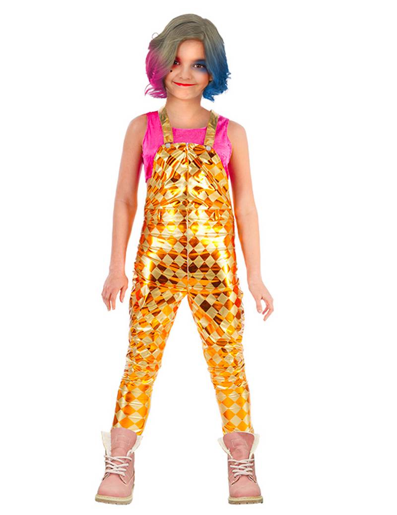 Clown-Latzhose für Kinder Film-Kostüm für Mädchen gold-gelb von CHAKS