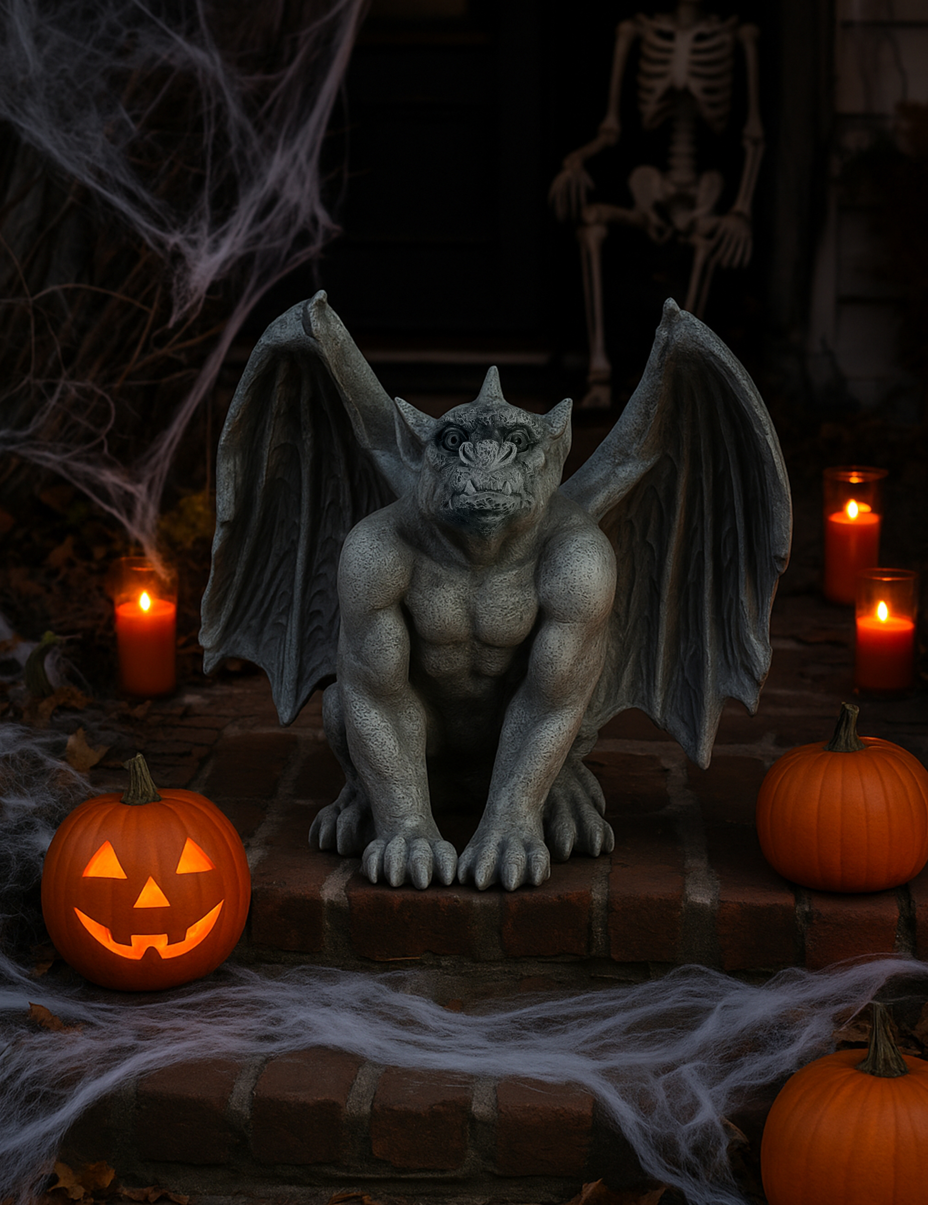 Gargoyle Statue aus Magnesium 54 cm Halloween Deko von CHAKS