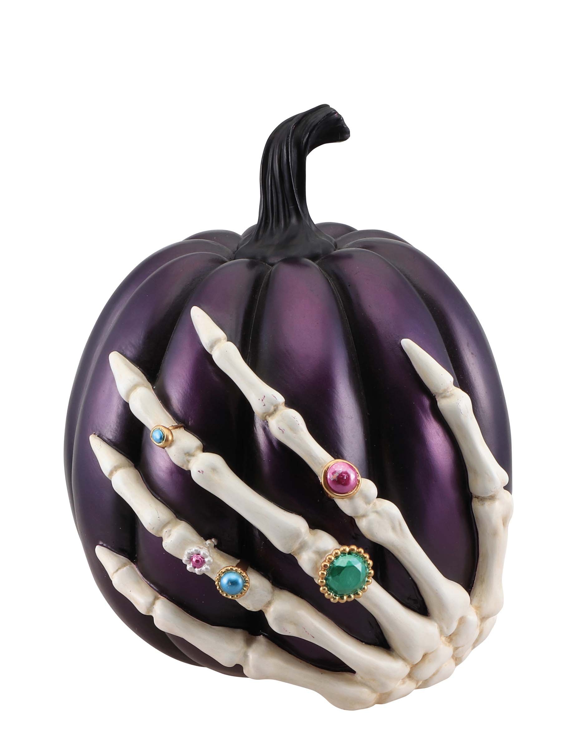 Halloween Kürbis Lila mit Skelett Hand 27cm Halloween Kürbis Lila mit Skelett Hand 27cm von CHAKS