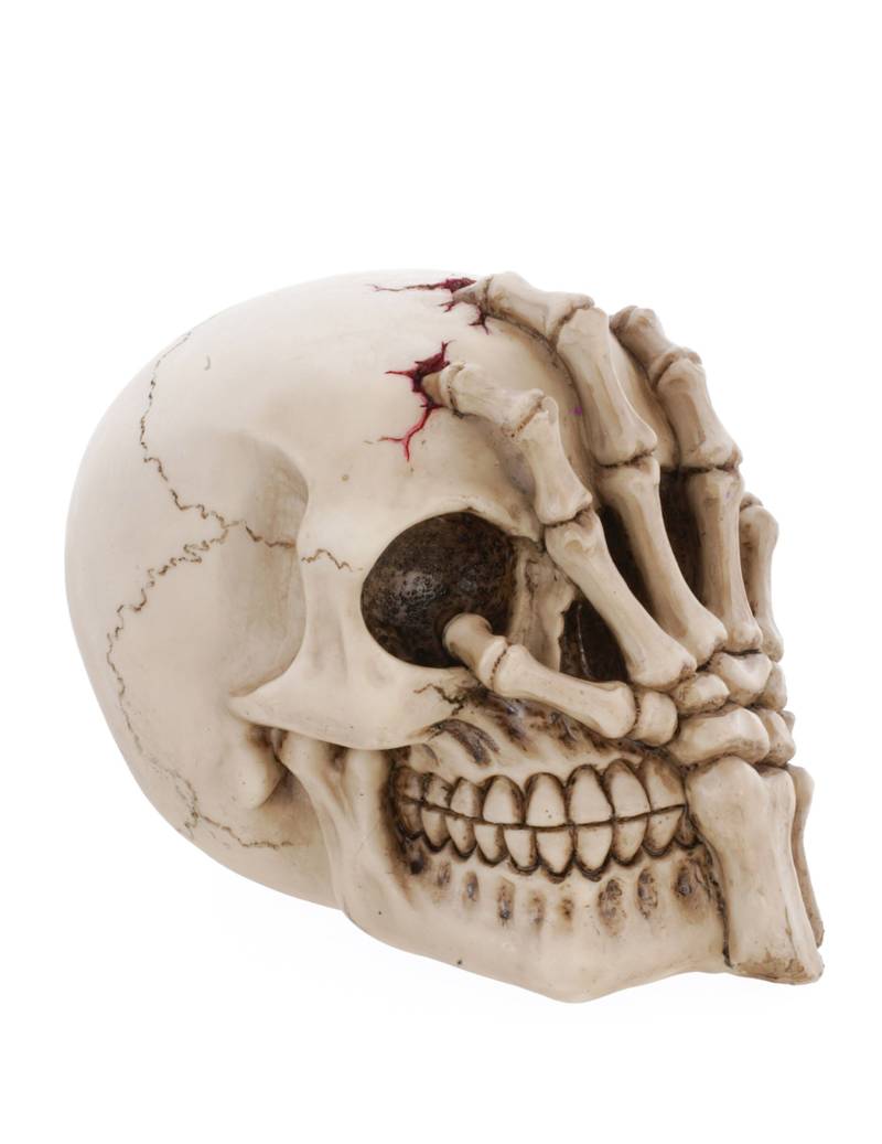 Halloween Totenkopf Dekoration mit Hand 16cm Harz Halloween Totenkopf Dekoration mit Hand 16cm Harz von CHAKS
