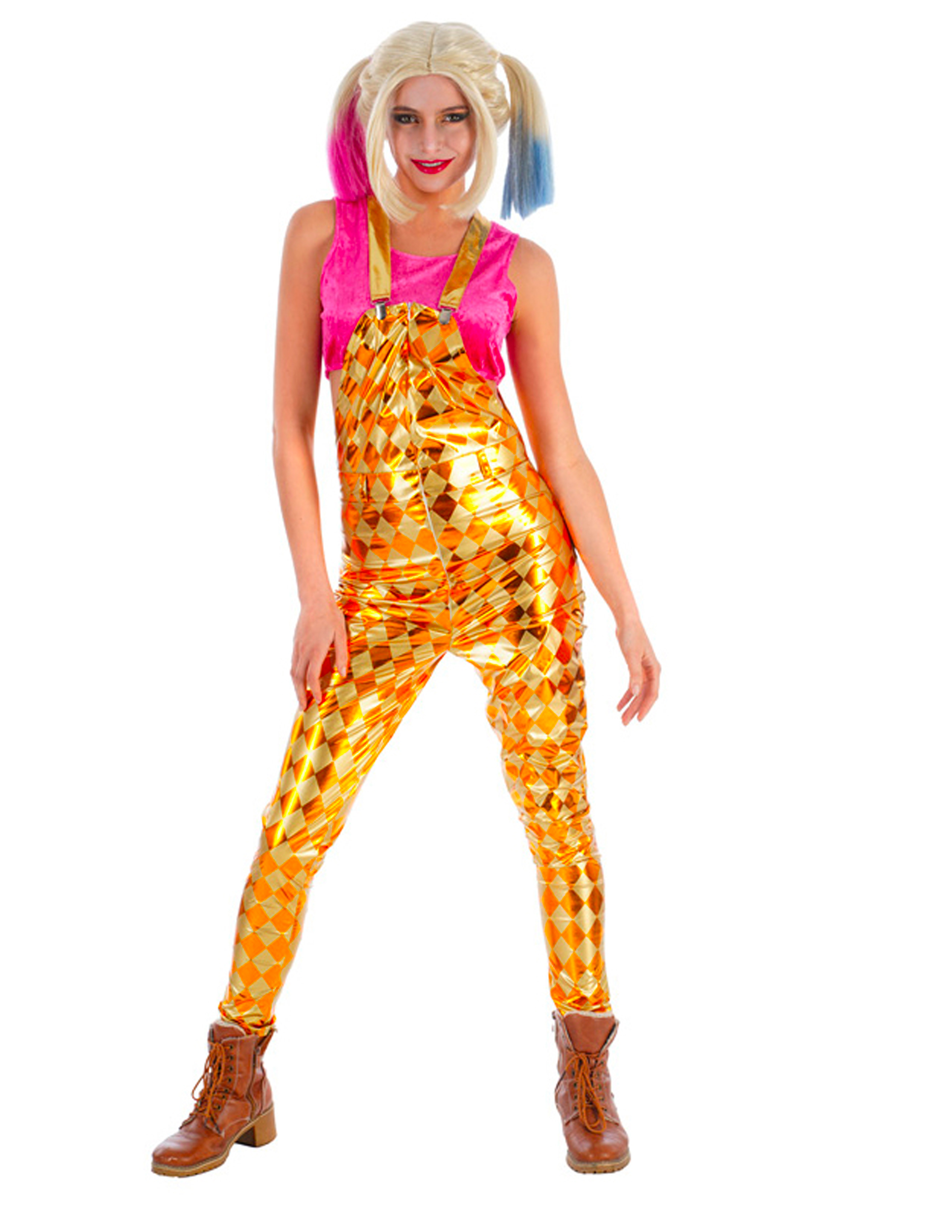 Harlekin-Latzhose für Damen Superheldin gelb-gold Harlekin-Latzhose für Damen Superheldin gelb-gold von CHAKS