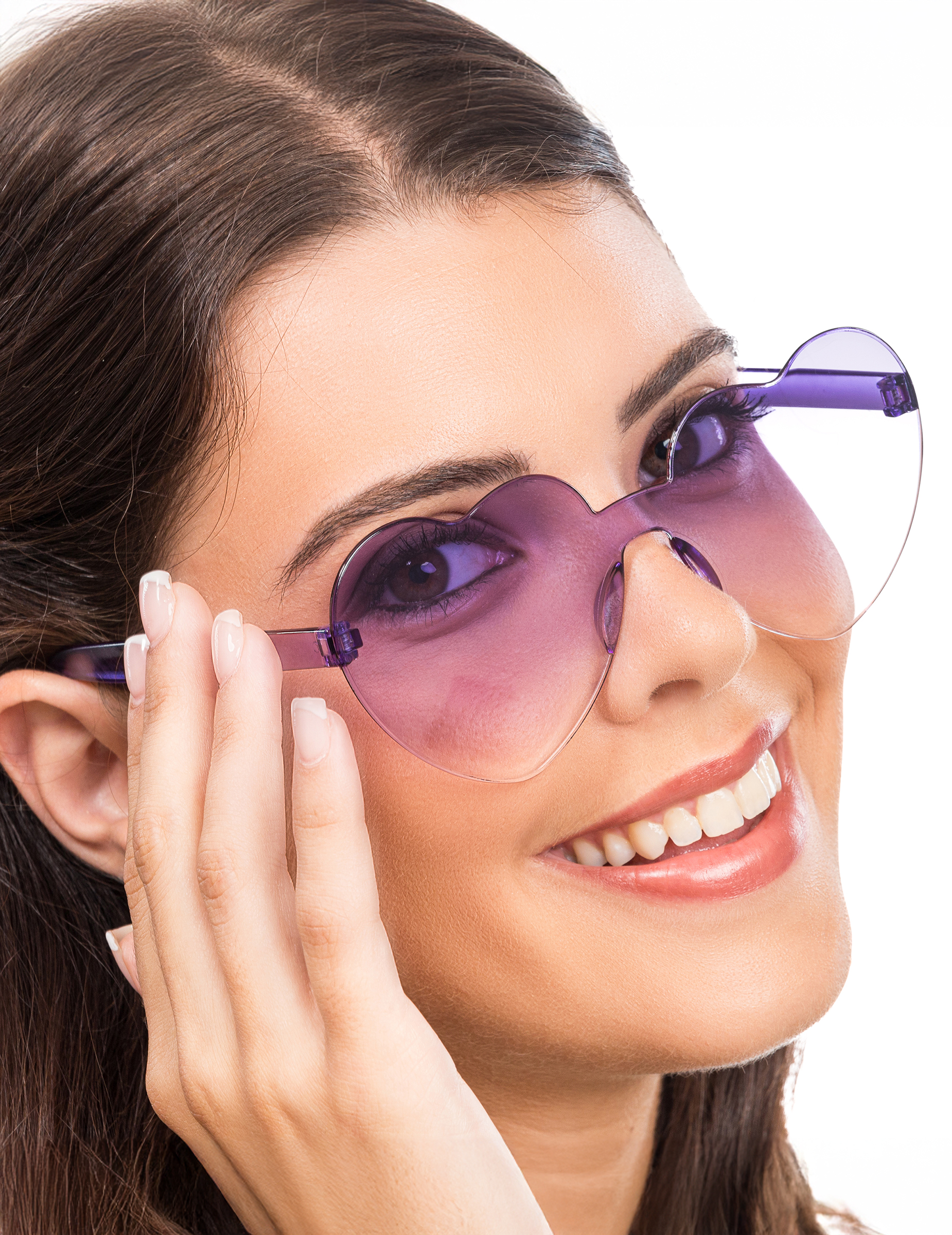 Herzförmige Brille mit lila getönten Gläsern für Erwachsene Herzförmige Brille mit lila getönten Gläsern für Erwachsene von CHAKS