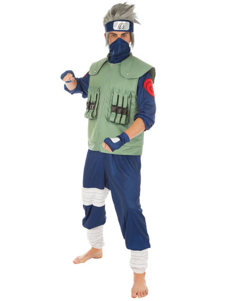 Kakashi-Kostüm Naruto-Lizenzkostüm für Herren grün-blau von CHAKS