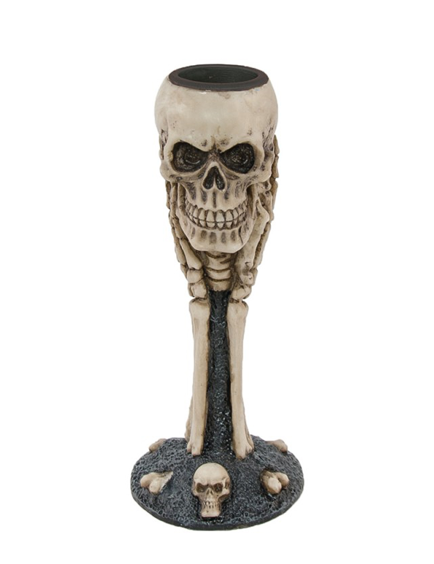 Kerzenhalter aus Knochen und Schädeln 12,5 cm hoch Kerzenhalter aus Knochen und Schädeln 12,5 cm hoch von CHAKS