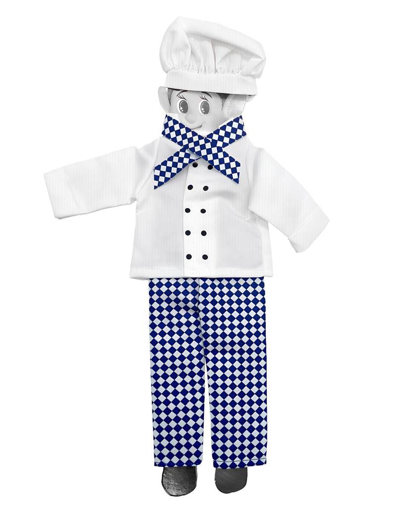 Koch Kostüm Set für Elfen Puppe blau weiß Koch Kostüm Set für Elfen Puppe blau weiß von CHAKS