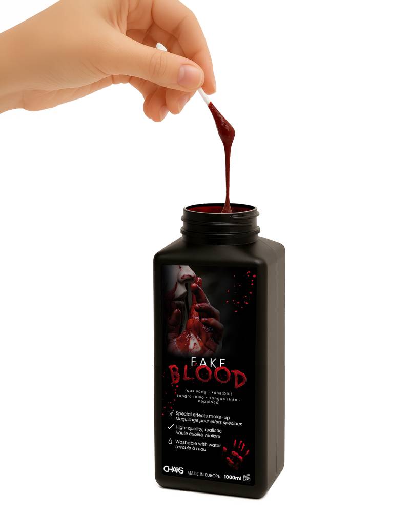 Kunstblut für Spezialeffekte, dunkelrot, 1 L, Halloweenschminke Kunstblut für Spezialeffekte, dunkelrot, 1 L, Halloweenschminke von CHAKS