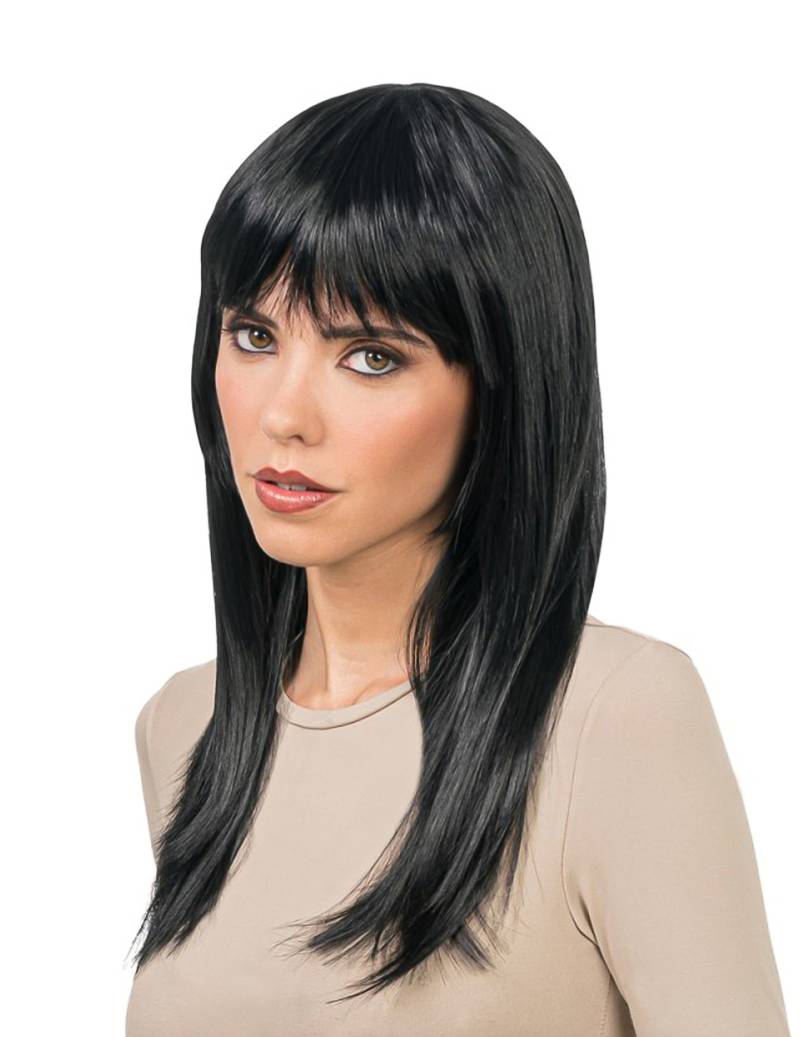 Lange schwarze Luxus-Perücke frisierbar für Damen Lange schwarze Luxus-Perücke frisierbar für Damen von CHAKS
