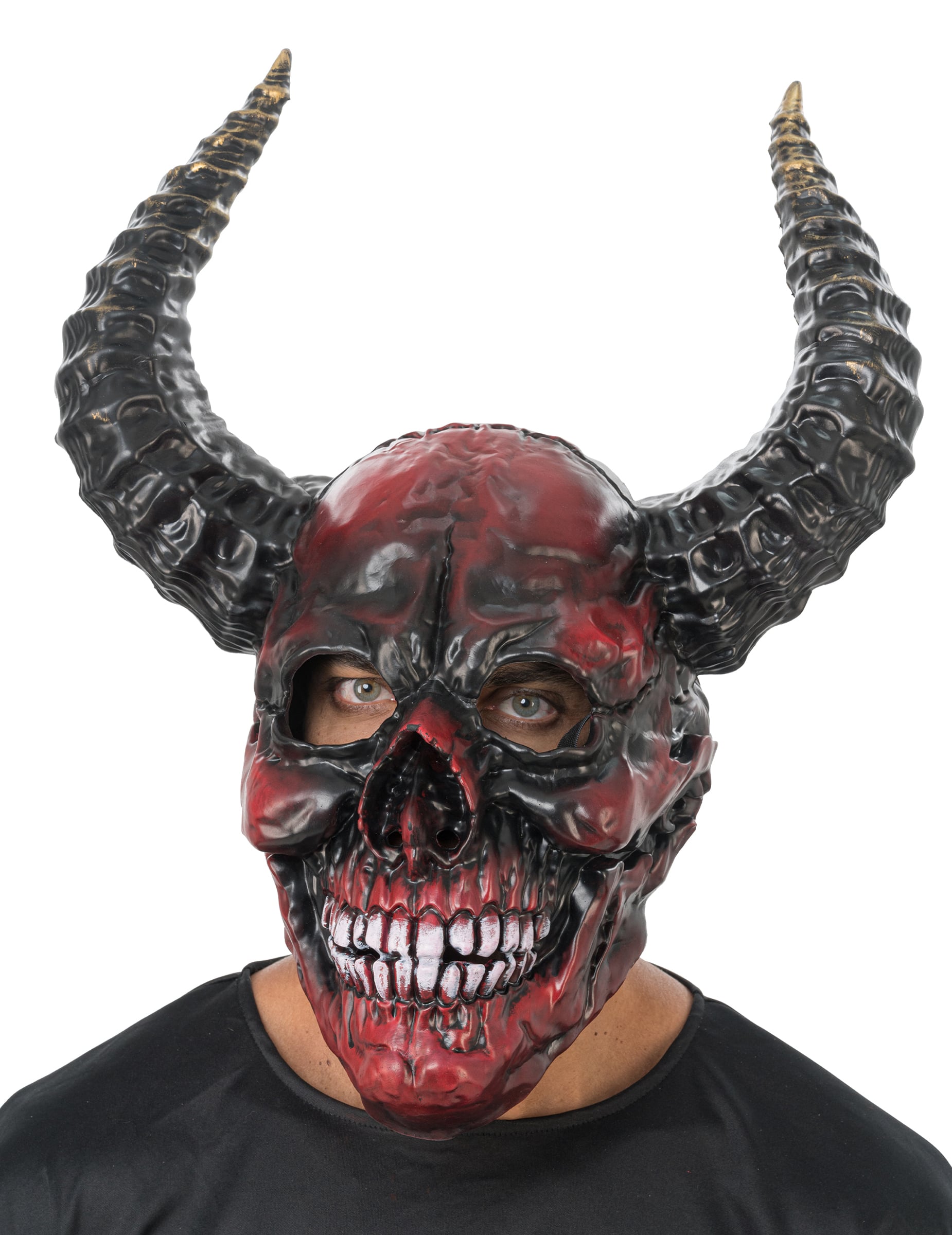 Luxus Dämonen-Skelett-Maske schwarz und rot Erwachsene Luxus Dämonen-Skelett-Maske schwarz und rot Erwachsene von CHAKS