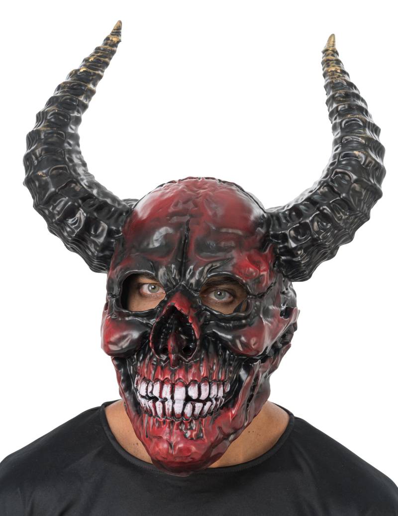 Luxus Dämonen-Skelett-Maske schwarz und rot Erwachsene Luxus Dämonen-Skelett-Maske schwarz und rot Erwachsene von CHAKS