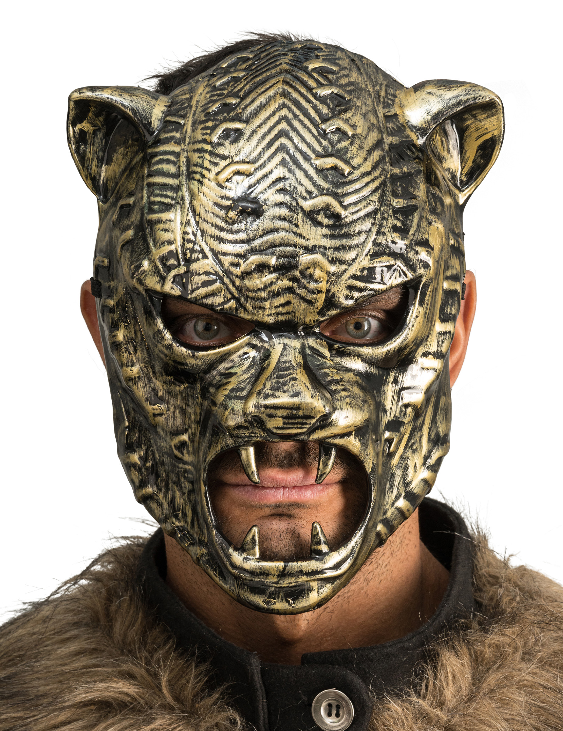 Maske Tiger Meister der Zeit für Erwachsene gold-schwarz von CHAKS