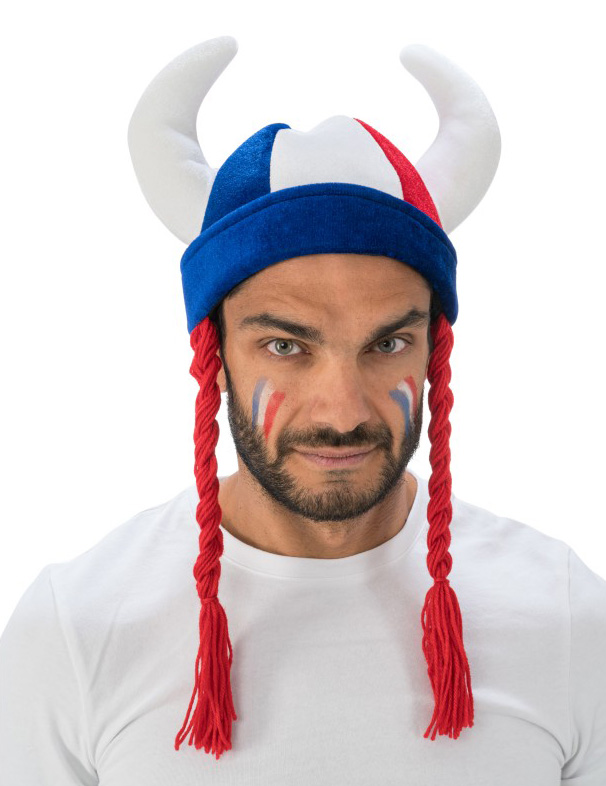 Mütze Gallischer Helm mit Zöpfen blau weiss rot Mütze Gallischer Helm mit Zöpfen blau weiss rot von CHAKS