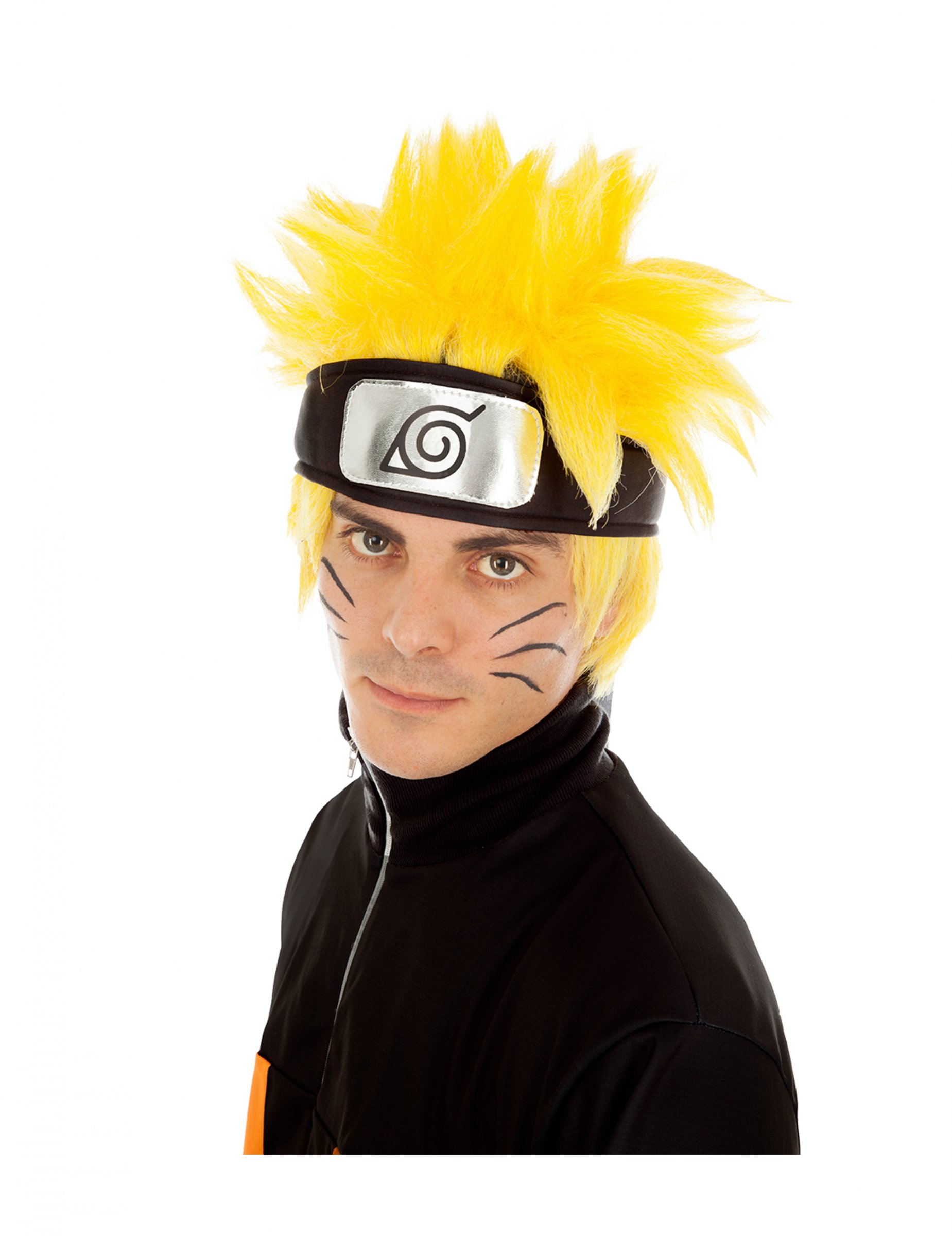 Naruto-Perücke Kostüm-Accessoire gelb-schwarz von CHAKS