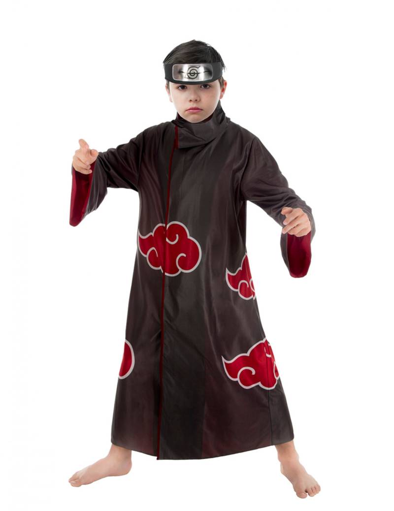 Offizielles Itachi-Kostüm für Kinder Naruto schwarz-rot-silberfarben von CHAKS