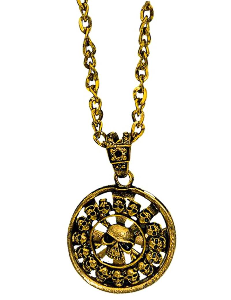 Piraten Halskette mit Totenkopf Medaillon Gold Piraten Halskette mit Totenkopf Medaillon Gold von CHAKS