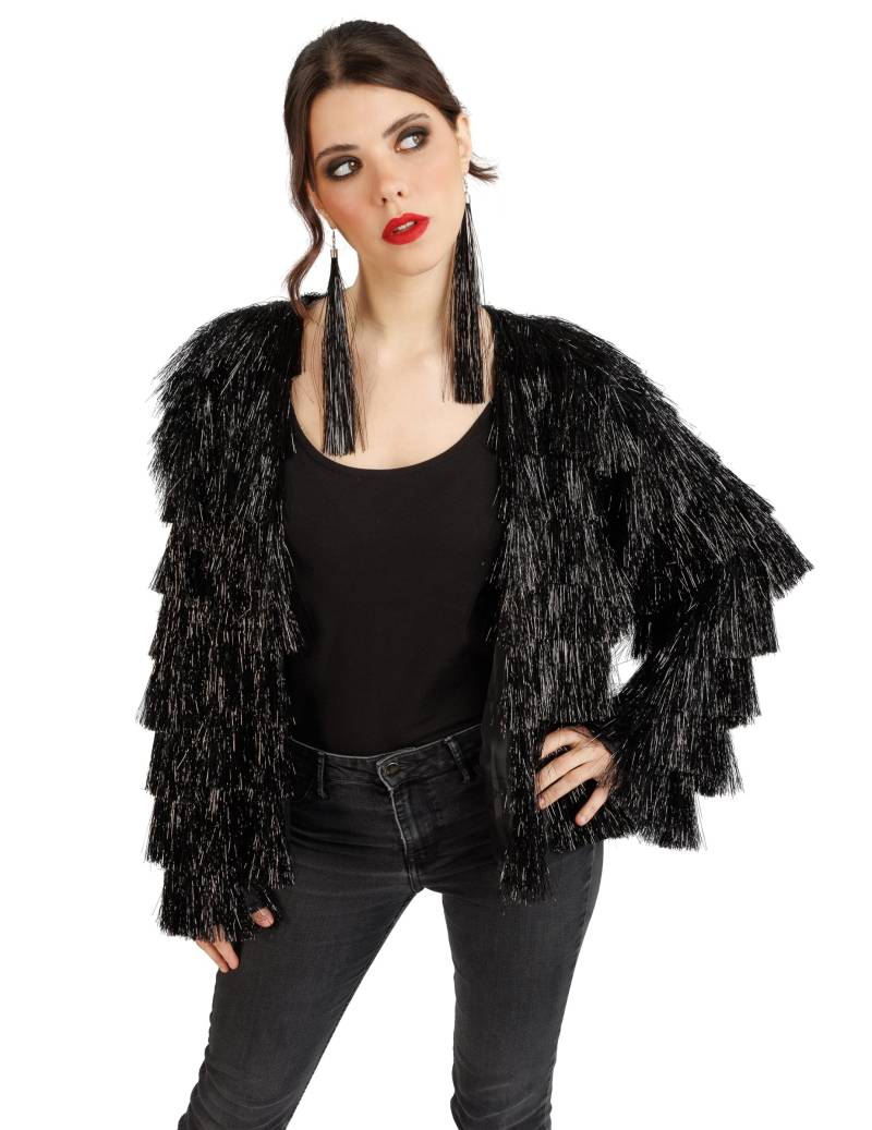Schwarze Fransen-Festivaljacke für Damen Schwarze Fransen-Festivaljacke für Damen von CHAKS