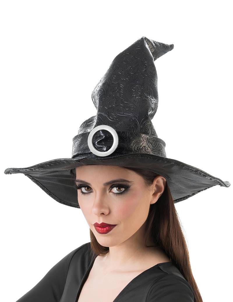 Schwarzer Hexenhut aus Kunstleder Schwarzer Hexenhut aus Kunstleder von CHAKS