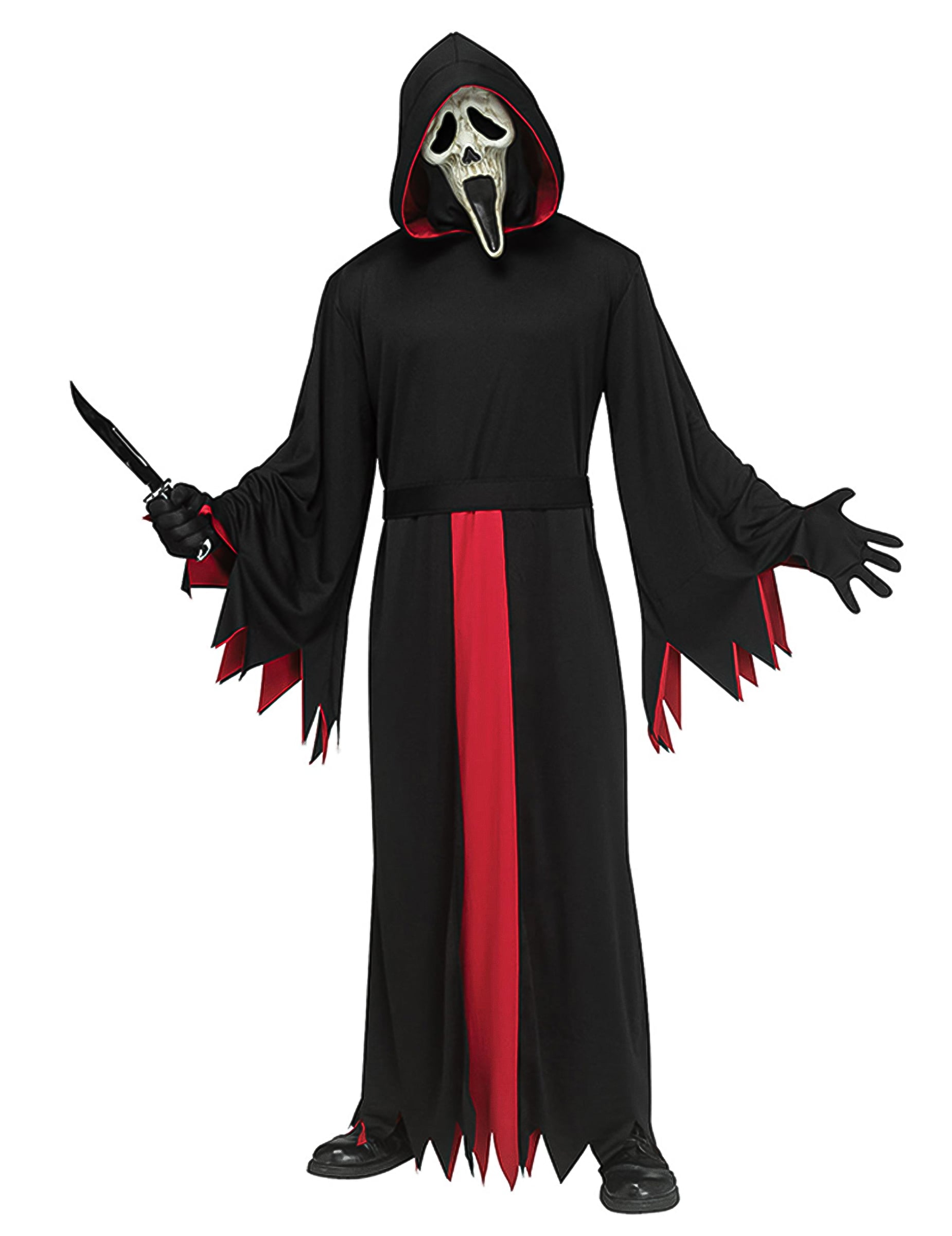 Scream Kostüm mit schwarz-roter Maske für Erwachsene von CHAKS