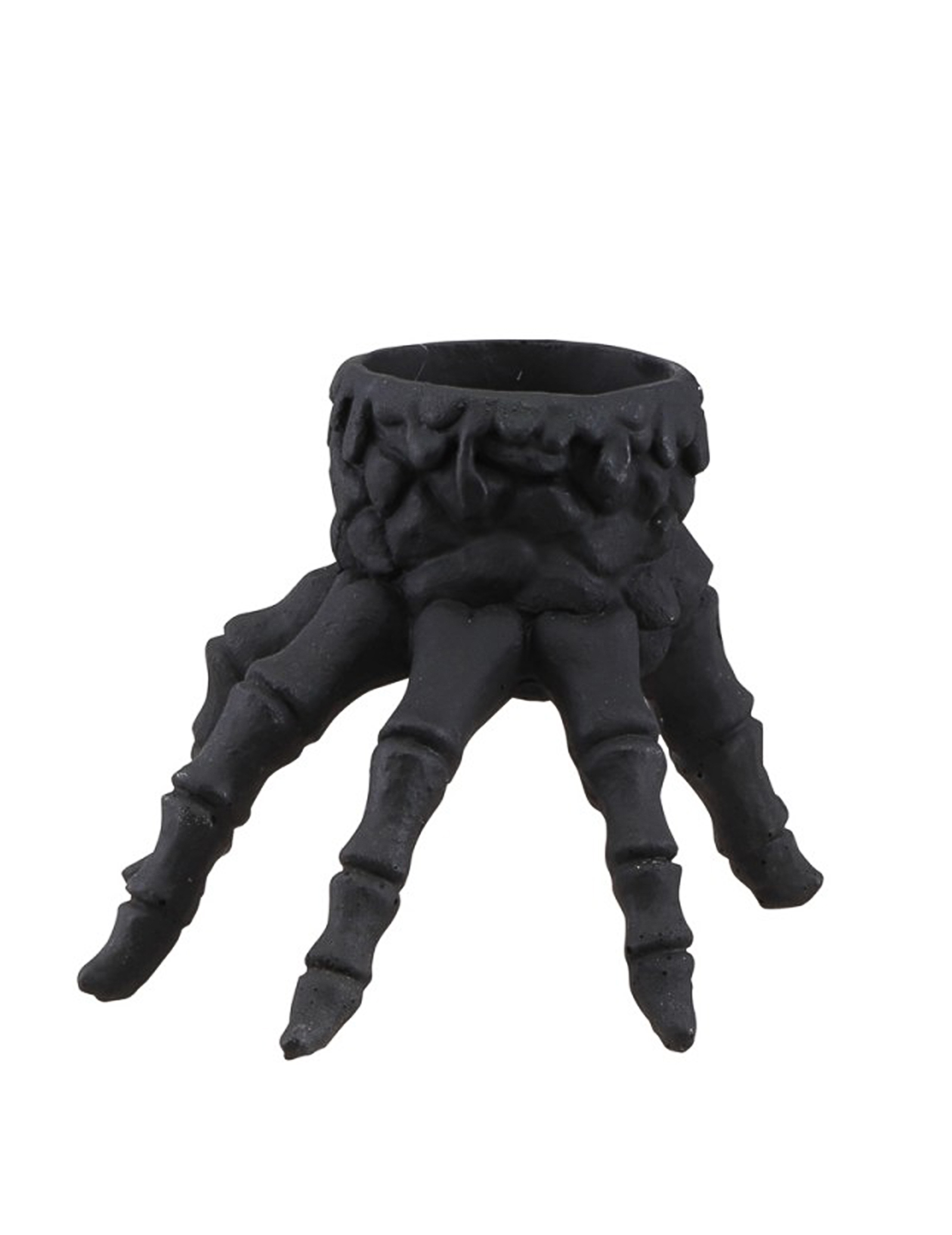 Skeletthand-Kerzenhalter, schwarz, 13 cm hoch Skeletthand-Kerzenhalter, schwarz, 13 cm hoch von CHAKS