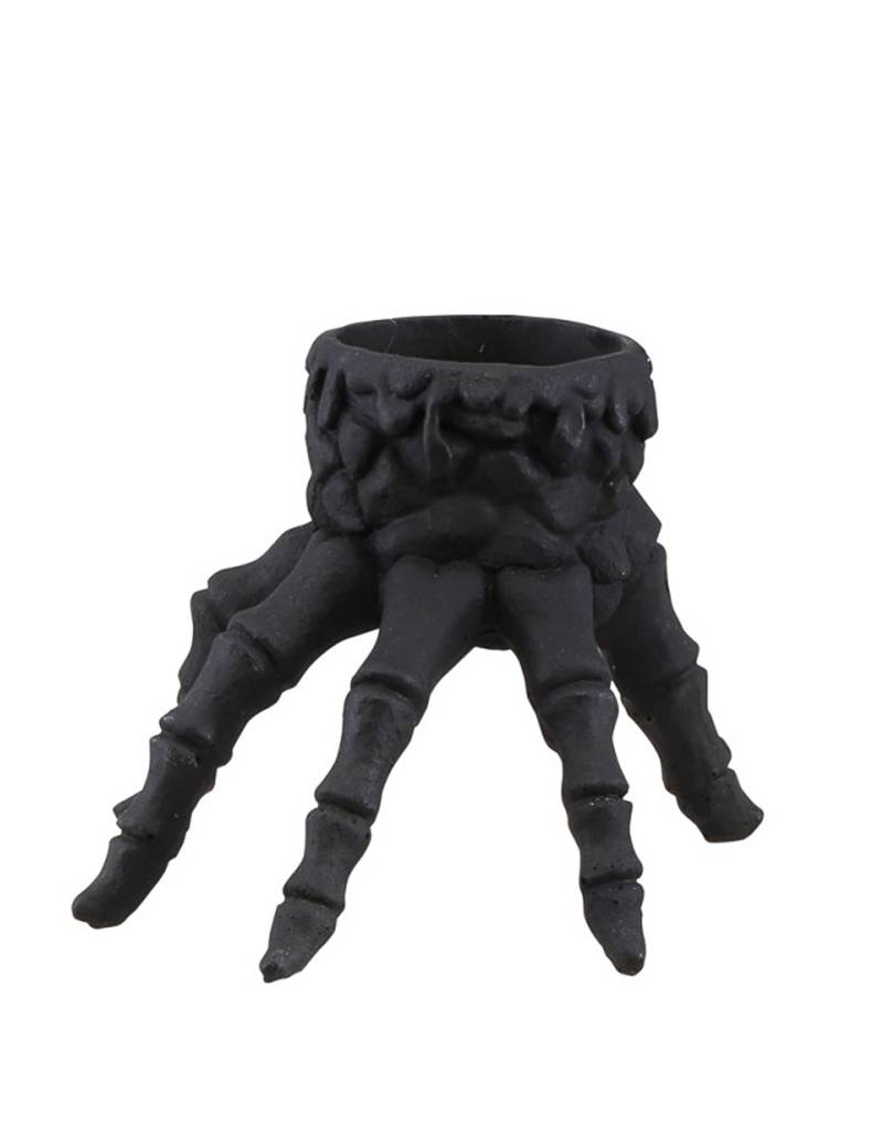 Skeletthand-Kerzenhalter, schwarz, 13 cm hoch Skeletthand-Kerzenhalter, schwarz, 13 cm hoch von CHAKS