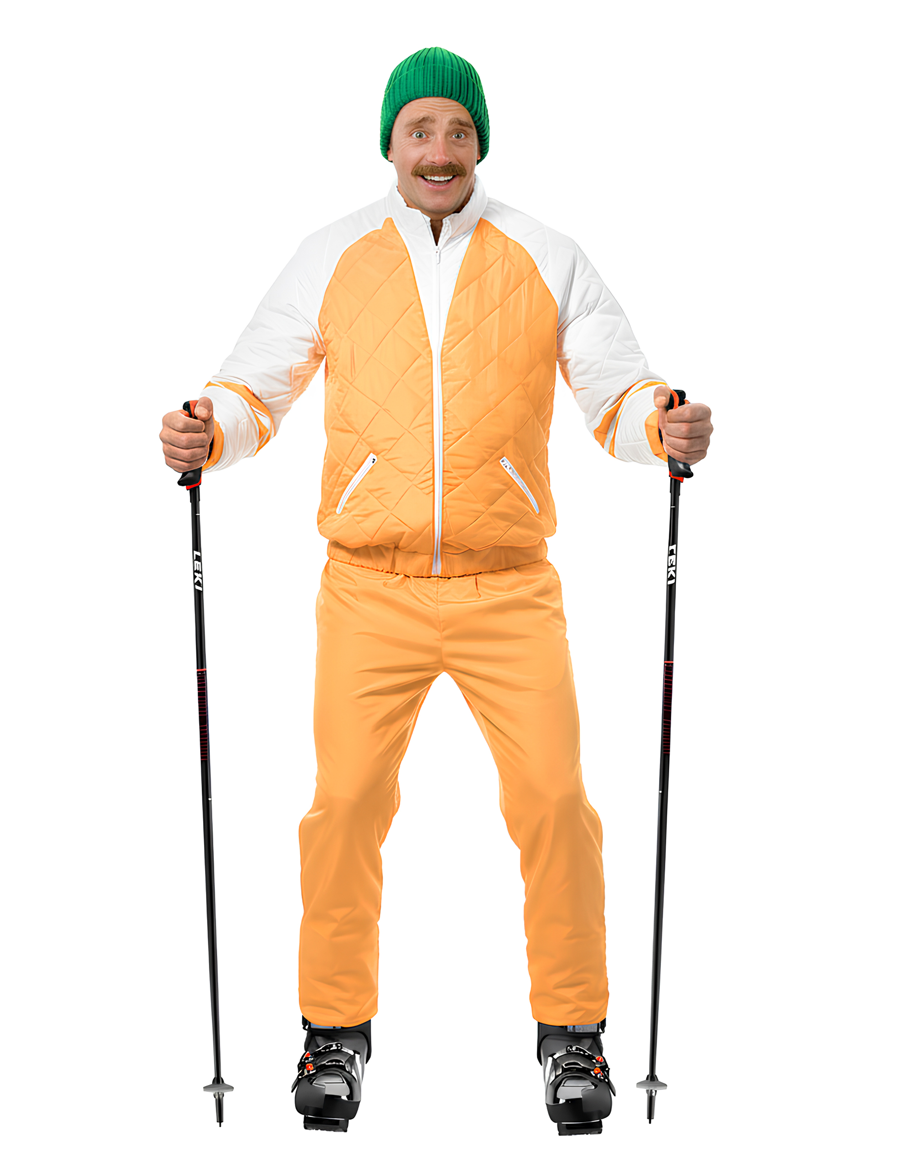 Skikostüm Jean Claude Dusse für Erwachsene orange von CHAKS