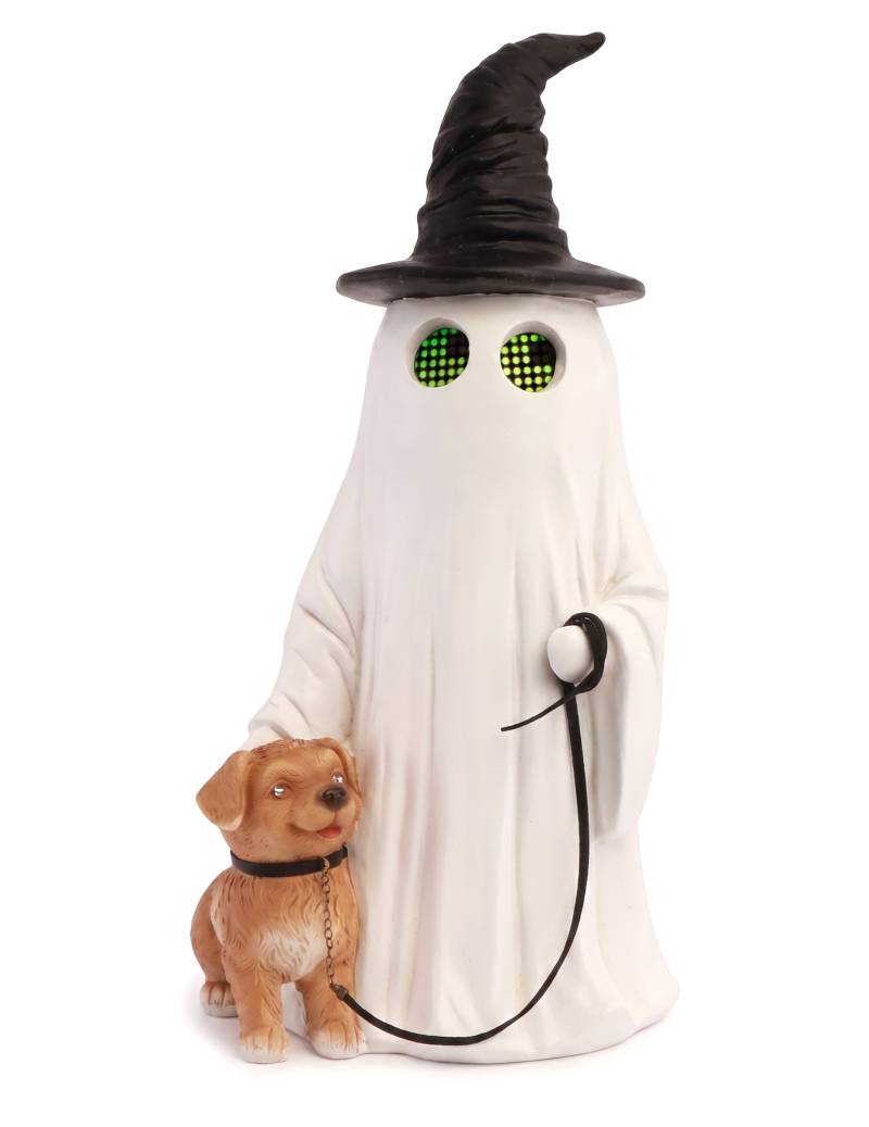 Summerween Deko-Gespenst aus Harz mit Hexenhut, Hund und LED-Augen 23,5 x 20 x 45,5 cm Summerween Deko-Gespenst aus Harz mit Hexenhut, Hund und LED-Augen 23,5 x 20 x 45,5 cm von CHAKS
