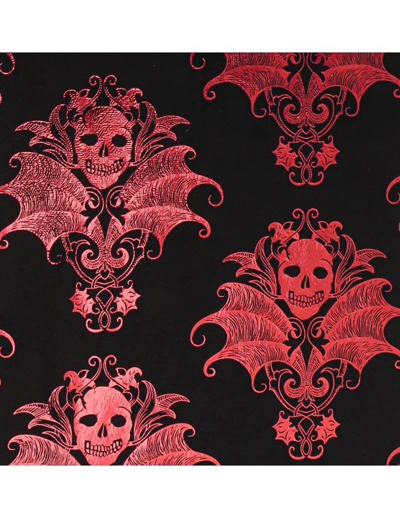 Tischläufer Samteffekt schwarz Barock-Totenkopf-Muster bordeaux 3 m Tischläufer Samteffekt schwarz Barock-Totenkopf-Muster bordeaux 3 m von CHAKS