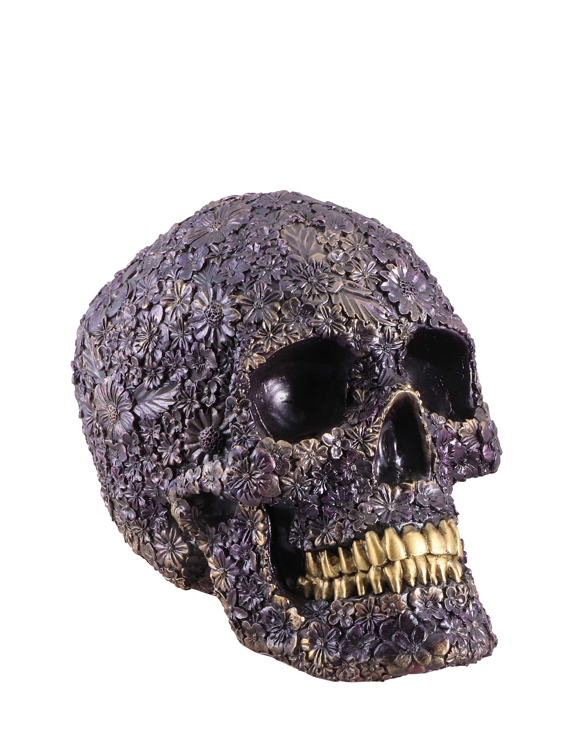 Totenkopf aus Kunstharz Blumenmotiv Lila 22 cm Halloween Totenkopf aus Kunstharz Blumenmotiv Lila 22 cm Halloween von CHAKS