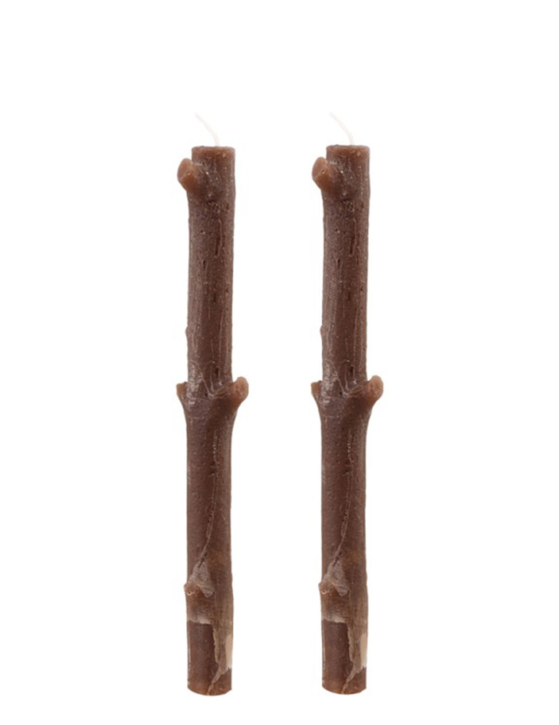 Zwei Kerzen in Form von Baumzweigen, braun, 25 cm hoch Zwei Kerzen in Form von Baumzweigen, braun, 25 cm hoch von CHAKS