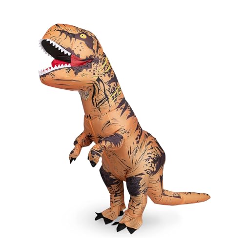 CHAMPWIN Aufblasbares Dinosaurier-Kostüm für Erwachsene, 150 cm - 190 cm, mit Rucksack, lustiges Tyrannosaurus-Rex-Kostüm für Karneval, Halloween, Party, Weihnachten von CHAMPWIN
