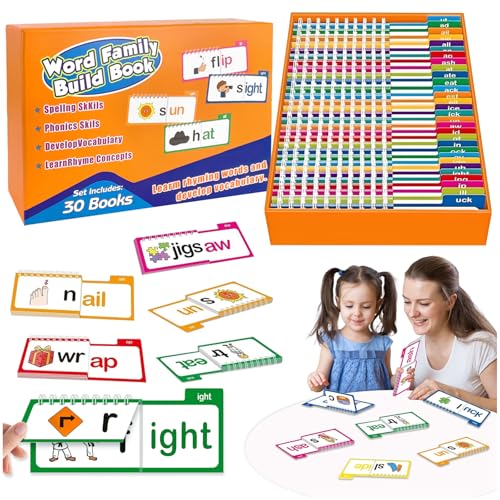 CHNCCI 30 Read and Rhyme Flip-Books,Sichtwörter Flash Cards für Bildung, Lesen und Interaktion,Word Family Flip Books,Leselernspiele für Kinder von CHANCCI