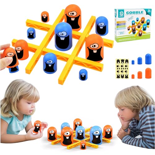 Tic Tac Toe Spiel Set,Big Eat Small Game Pädagogisches Brettspiel Spielzeug,2-Spieler Big Eat Kleines Spiel Indoor,Blau und Orange Gobblet Gobblers Brettspiel Familienspiele für Erwachsene Kinder von CHANCCI