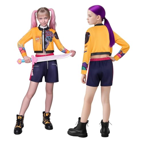 CHANGYUE Demon Hunters Rumi Kostüm, Halloween Cosplay Full Clothing Set, Outfit Leichtes Cosplay-Kleid, passend for Mehrzweck-Rumi Mira-Rollenspieluniform, Halloween Carnival Request (140 cm Set 2) von CHANGYUE