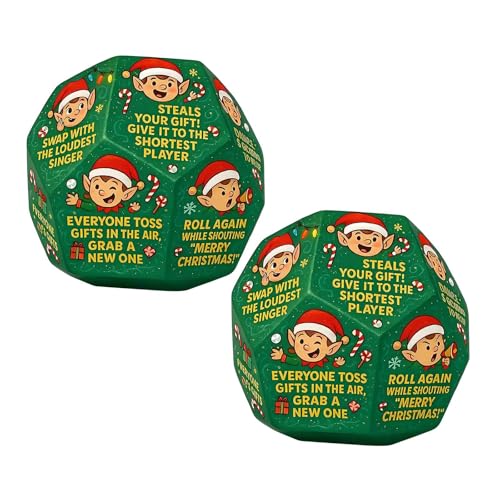 CHANGYUE Santa Swap Geschenktausch Würfelspiel, lustiges Weihnachtsmann Würfelspiel, Geschenkaustausch, Party & Familienabend (Grün, 2 Stück) von CHANGYUE