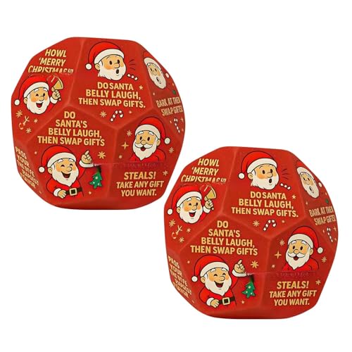 CHANGYUE Santa Swap Würfelspiel, lustiges Geschenketausch-Spiel mit Schneemann-Würfeln, Weihnachtsstrumpf-Füller for Party & Familienabend (Rot, 2 Stück) von CHANGYUE
