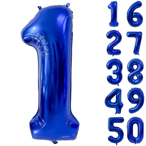 101,6 cm marineblauer Zahlenballon Dunkelblau 1 Luftballons Riesenfolie Helium Ballons Blau Nummer 1 Ballon für 1. Geburtstag Party Dekorationen von CHANGZHONG