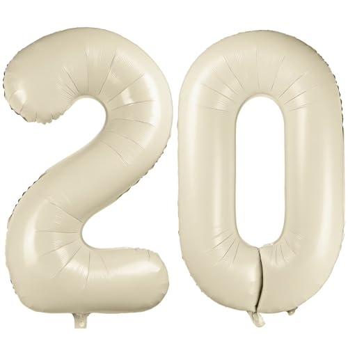 101.6 cm Weiß 20 Luftballon, Cremeweiß Zahl 20 Luftballons, Beige Große Folienzahlen Ballons, Geburtstag Hochzeit Jahrestag Baby Show Party Dekoration 101.6 cm Weiß 20 Luftballon, Cremeweiß Zahl 20 Luftballons, Beige Große Folienzahlen Ballons, Geburtstag Hochzeit Jahrestag Baby Show Party Dekoration von CHANGZHONG