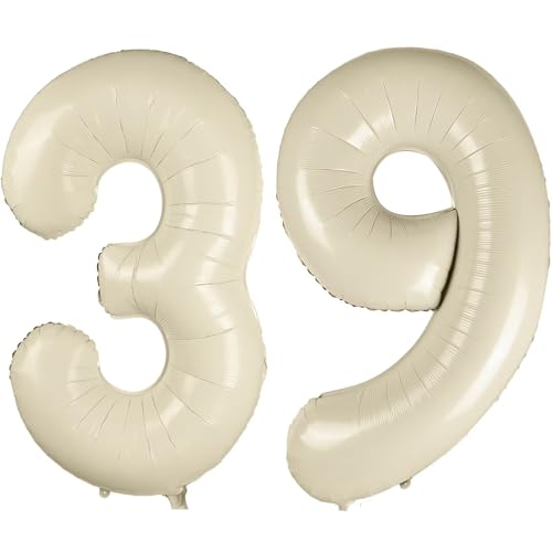 101.6 cm Weiß 39 Luftballon, Cremeweiß Zahl 39 Luftballons, Beige Große Folienzahl 93 Luftballons, Geburtstag Hochzeit Jahrestag Baby Show Party Dekoration 101.6 cm Weiß 39 Luftballon, Cremeweiß Zahl 39 Luftballons, Beige Große Folienzahl 93 Luftballons, Geburtstag Hochzeit Jahrestag Baby Show Party Dekoration von CHANGZHONG