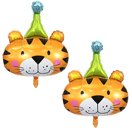 2 Stück Tiger Kopf Luftballons Tier Folienballon Kindergeburtstag Geburtstag Party Dekoration für Jungen Mädchen Geburtstagsdeko von CHANGZHONG