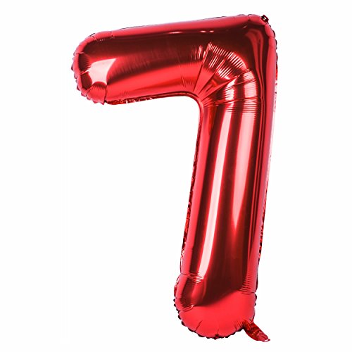 40 Zoll 0 to 9 in Rot Nummer Folienballon Helium Zahlenballon Luftballon Riesenzahl Party Hochzeit Kindergeburtstag Geburtstag (Nummer 7) von CHANGZHONG