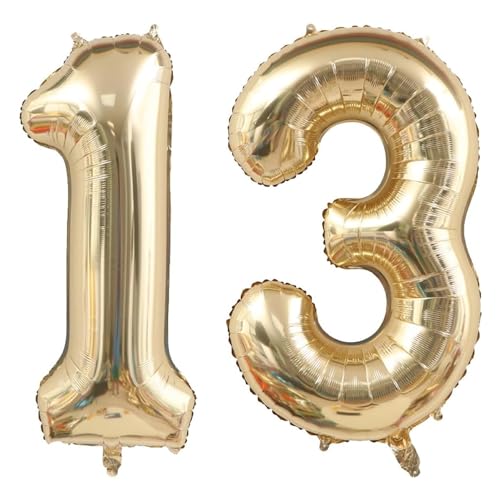 40 Zoll Gold Luftballon Zahlen 13 Champagner Gold Ballon 13. Geburtstag Deko Hell Gold Folienballon Zahl 13 Riesenzahl Ballon 13 Party Hochzeit Kindergeburtstag Geburtstag Nummer 13 von CHANGZHONG
