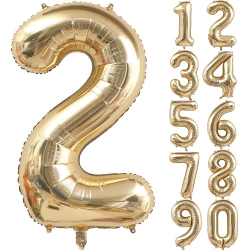 40 Zoll Gold Luftballon Zahlen 2 Hellgold Ballons 2 Champagner Gold Ballon 2. Geburtstag Deko Hell Gold Folienballon Zahl 2 Riesenzahl Ballon 2 Party Hochzeit Kindergeburtstag Geburtstag (Nummer 2) von CHANGZHONG