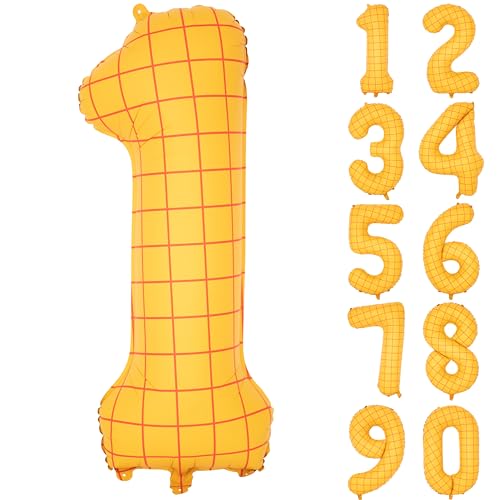 40 Zoll Matte Gelb Nummer Ballons Streifen Gelbe Luftballons Helium Folie Mylar Ballon Geburtstag Party Bankett Dekoration Zahl 1 von CHANGZHONG