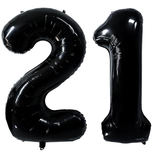 40 Zoll Schwarz Luftballon Zahlen 21 Schwarz Ballon 21. Geburtstag Deko Zahlenballons 21 Riesen Helium Luftballon 12 Party Dekoration Hochzeit Geburtstag Nummer 21/12 von CHANGZHONG