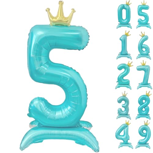 42 Zoll Blau Zahl Ballon Stehende Zahl 5 Luftballon mit Krone Hellblau Krone Ballon Zahlen 0-9 Groß Helium Ballons für Geburtstag Party Dekorationen Hochzeit Deko 42 Zoll Blau Zahl Ballon Stehende Zahl 5 Luftballon mit Krone Hellblau Krone Ballon Zahlen 0-9 Groß Helium Ballons für Geburtstag Party Dekorationen Hochzeit Deko von CHANGZHONG