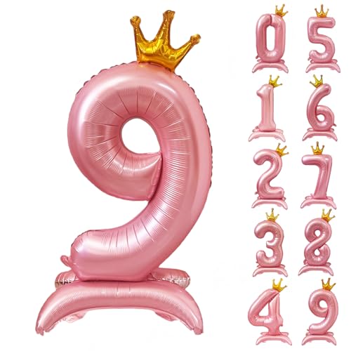 42 Zoll Rosa Zahl Ballon Stehende Zahl 9 Luftballon mit Krone Rosa Krone Ballon Zahlen 0-9 Groß Helium Ballons für Geburtstag Party Dekorationen Hochzeit Deko 42 Zoll Rosa Zahl Ballon Stehende Zahl 9 Luftballon mit Krone Rosa Krone Ballon Zahlen 0-9 Groß Helium Ballons für Geburtstag Party Dekorationen Hochzeit Deko von CHANGZHONG