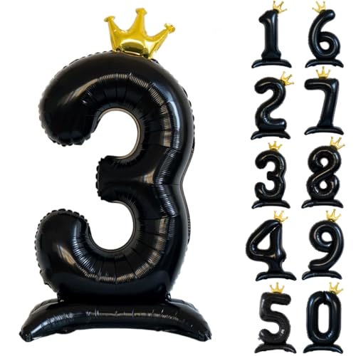 42 Zoll Schwarz Zahl Ballon Stehende Zahl 3 Luftballon mit Krone Schwarz Krone Ballon Zahlen 0-9 Groß Helium Ballons für Geburtstag Party Dekorationen Hochzeit Deko 42 Zoll Schwarz Zahl Ballon Stehende Zahl 3 Luftballon mit Krone Schwarz Krone Ballon Zahlen 0-9 Groß Helium Ballons für Geburtstag Party Dekorationen Hochzeit Deko von CHANGZHONG